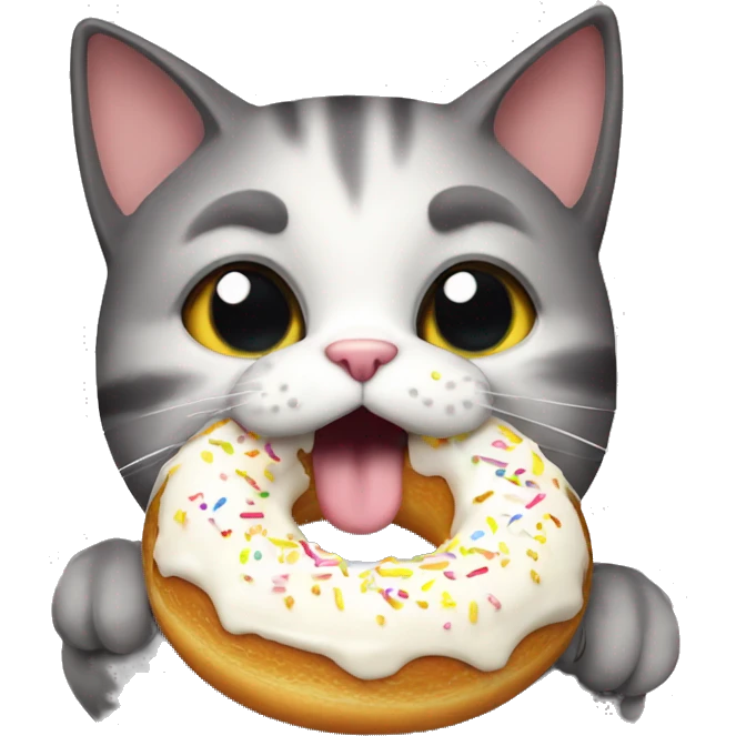Cat eating donat emoji