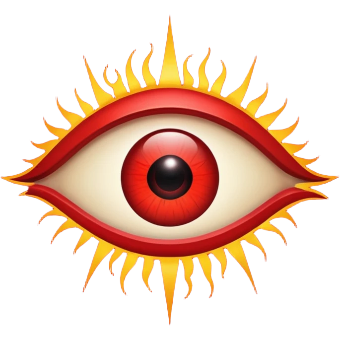 Occult eye symbol glowing red, protective ward, minimal esoteric design emoji
