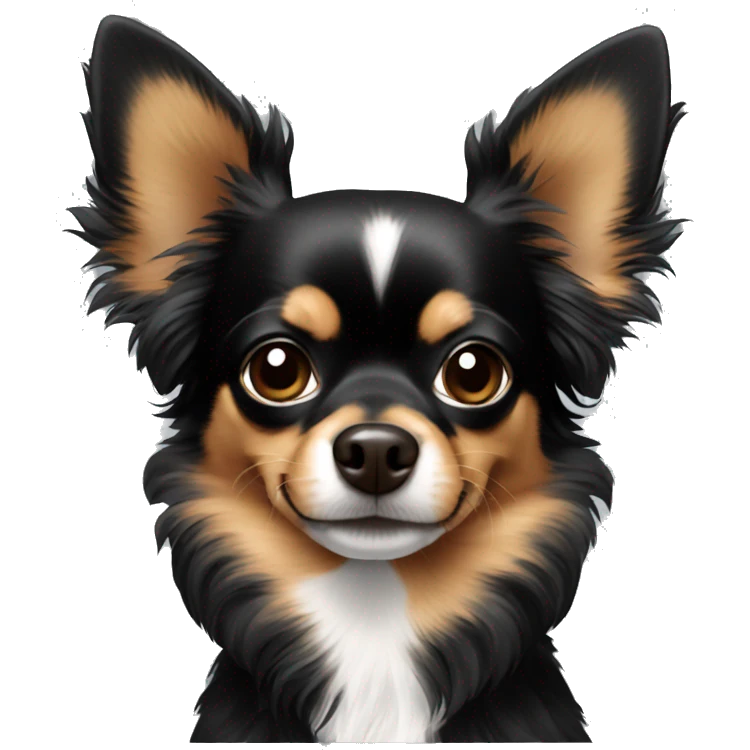 black and brown chihuahua with big hair on the ears emoji