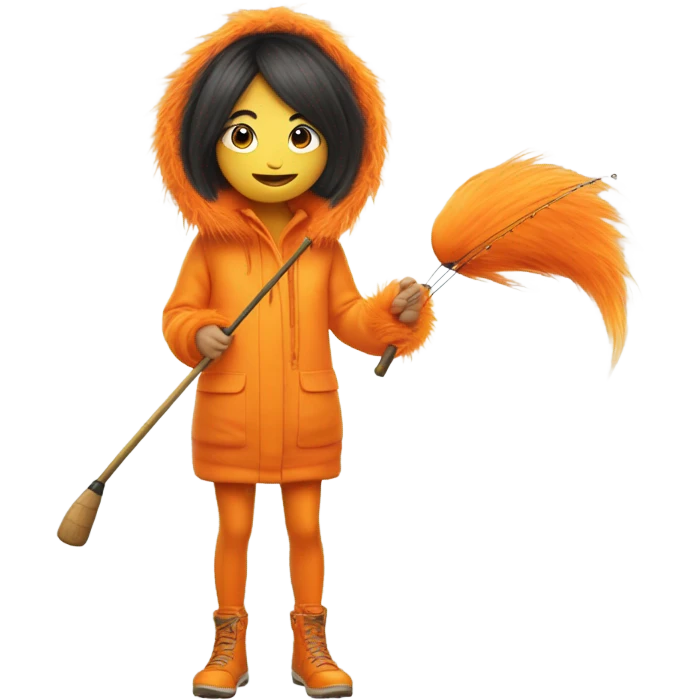 asian girl fishing in a lorax costume emoji