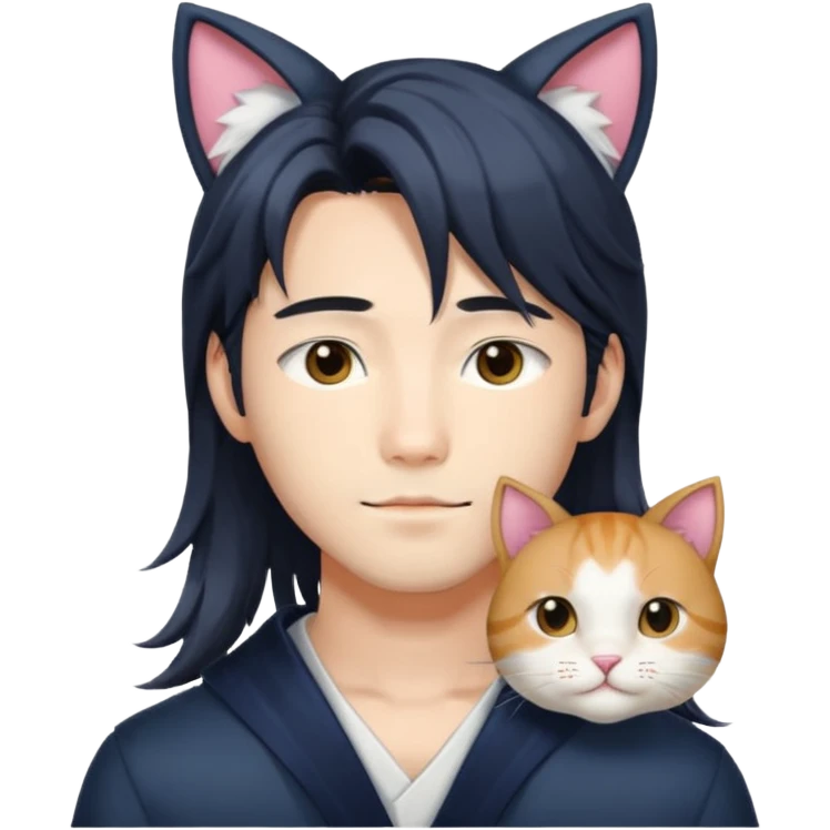  Korean Japanese Handsome Attractive Romantic Shoujo-Anime-style gentleMan with cat ears  and longer hair emoji