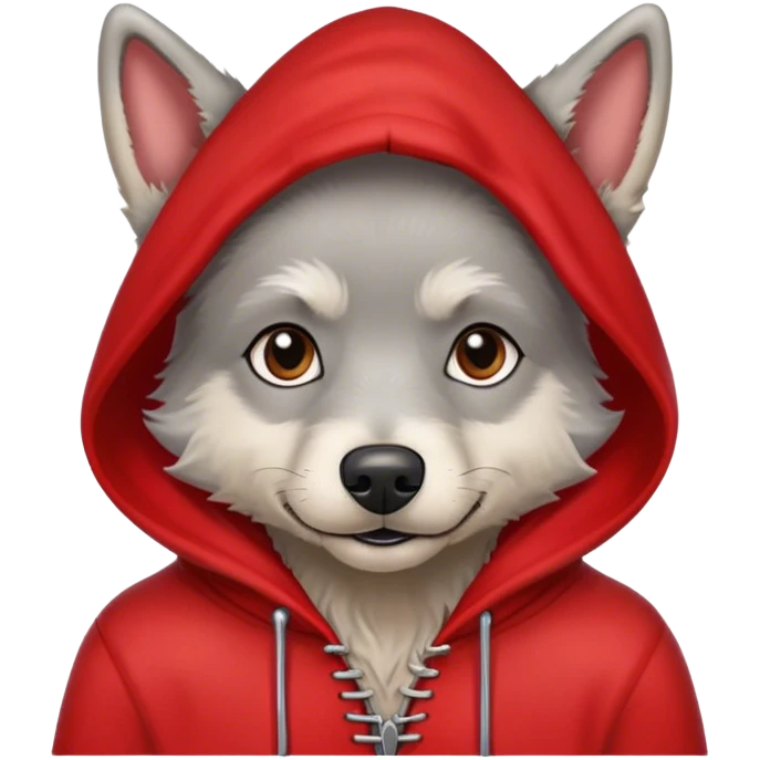 Gray dog scruffy red hood sweatshirt  emoji