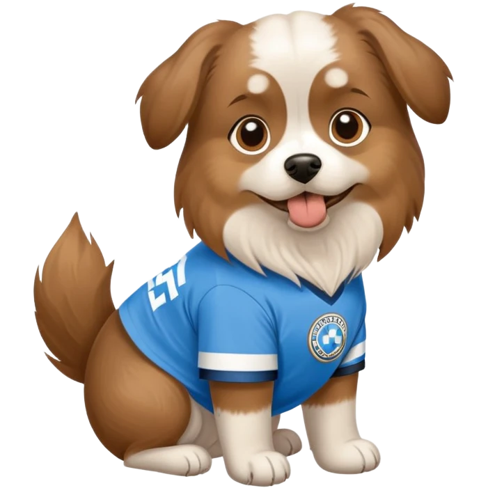 A dog wearing a FC Bavaria Munich T-Shirt emoji