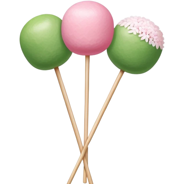 Traditional hanami dango with three colorful rice balls on a stick showing pink, white, and green colors emoji