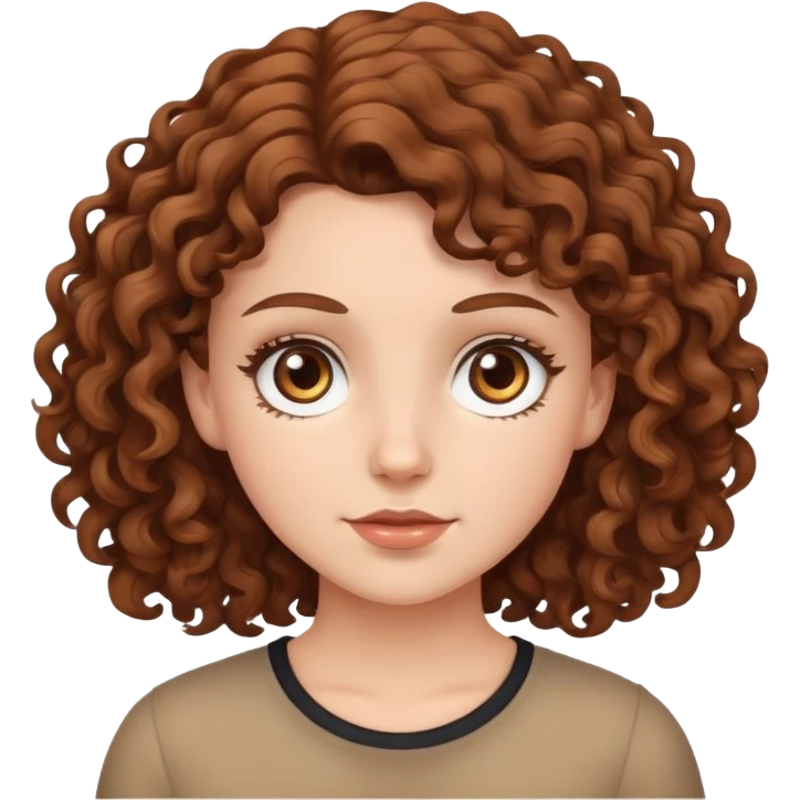 white girl with brown curly hair and brown eyes emoji