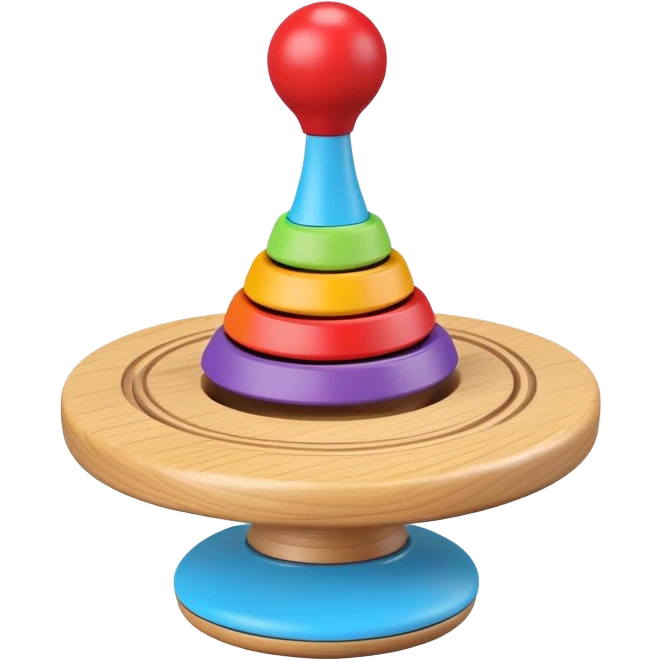 spinning top toy with motion lines, fun and friendly emoji