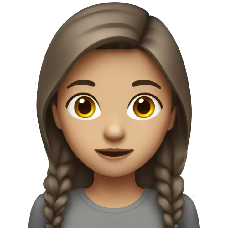 brown haired girl with grey e emoji