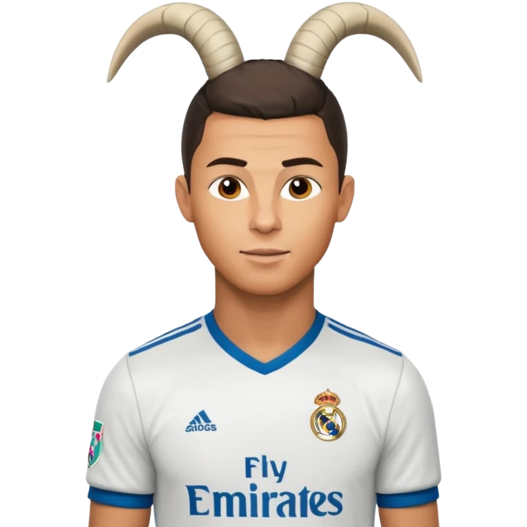 I want Ronaldo in Madrid and something over his head saying GOAT emoji
