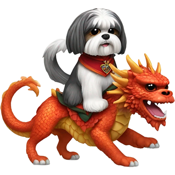 shih tzu riding a dragon  emoji