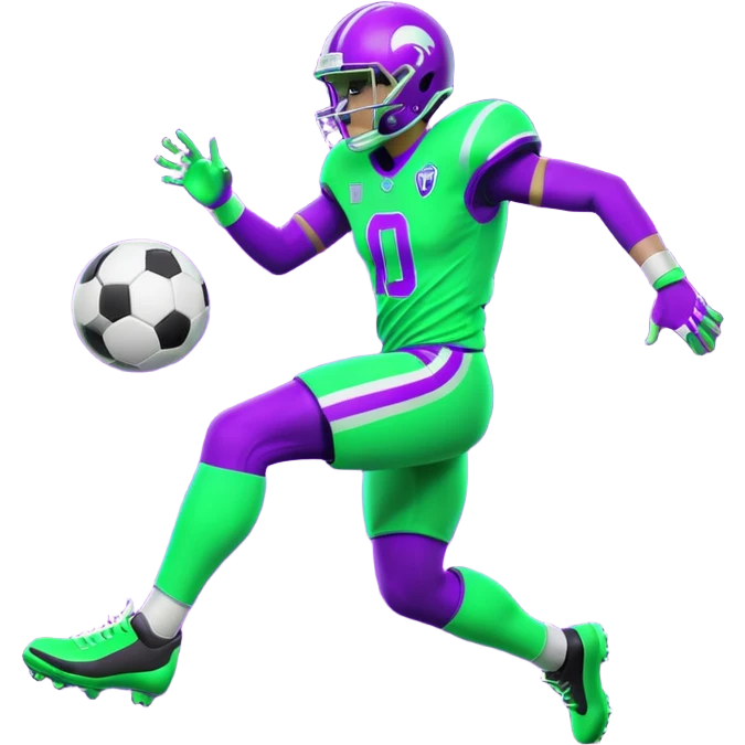  sports icon in neon purple and green, football fifa emoji