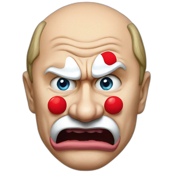 angry putin with a clown's nose emoji