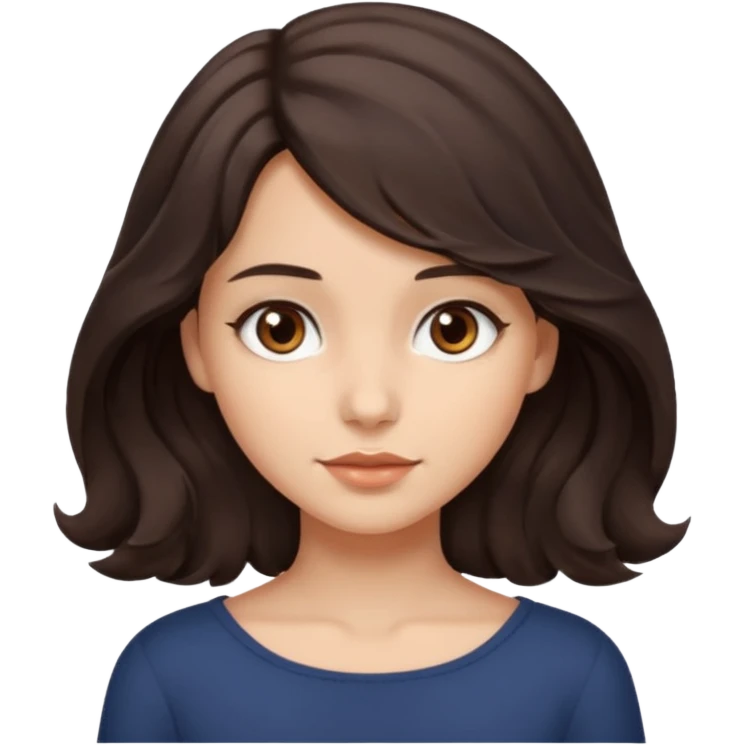 Make a girl with shoulder length wavy very dark cool toned brown hair with brown  emoji