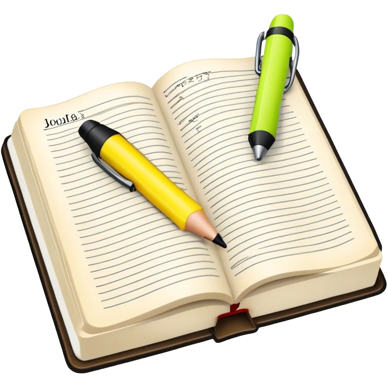 a journal next to a bible and highlighters  emoji