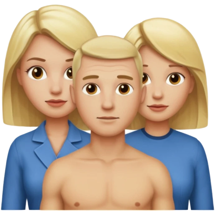Two blonde women and a man with skin head  emoji