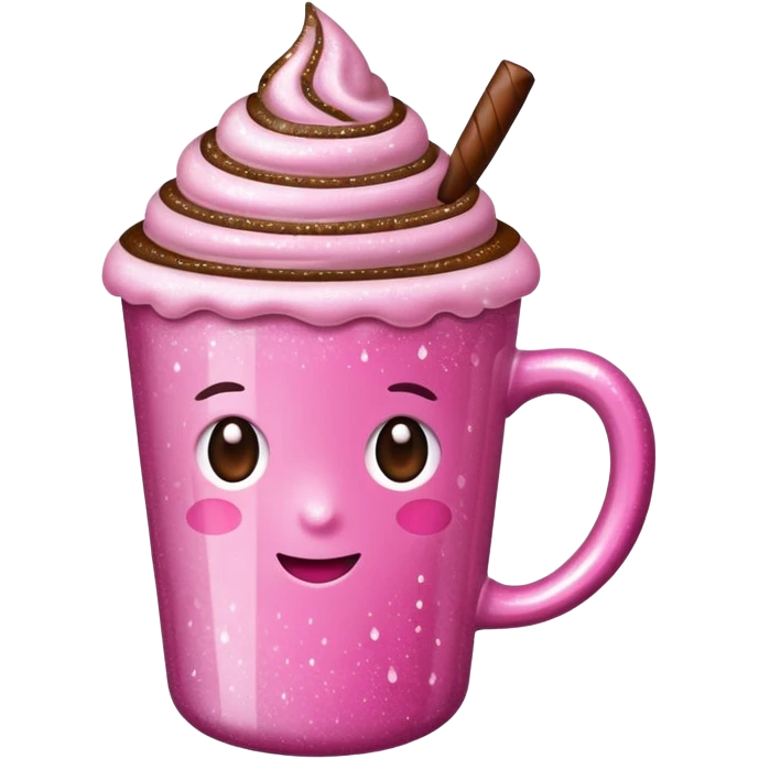 Pink sparkly mocha emoji
