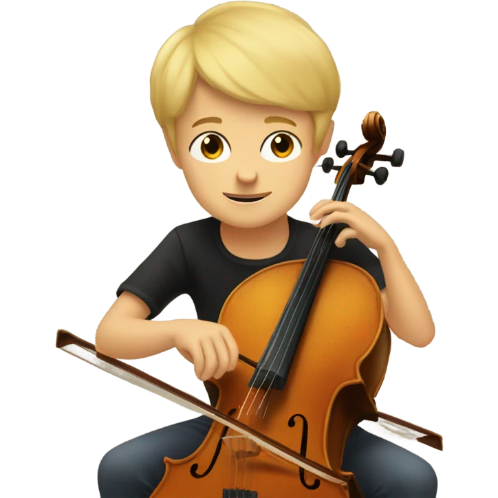 Blonde boy with very short hair playing cello  emoji