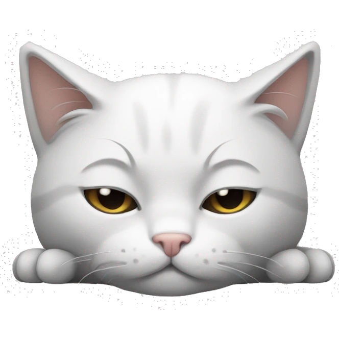 White gray cat sleeping  emoji