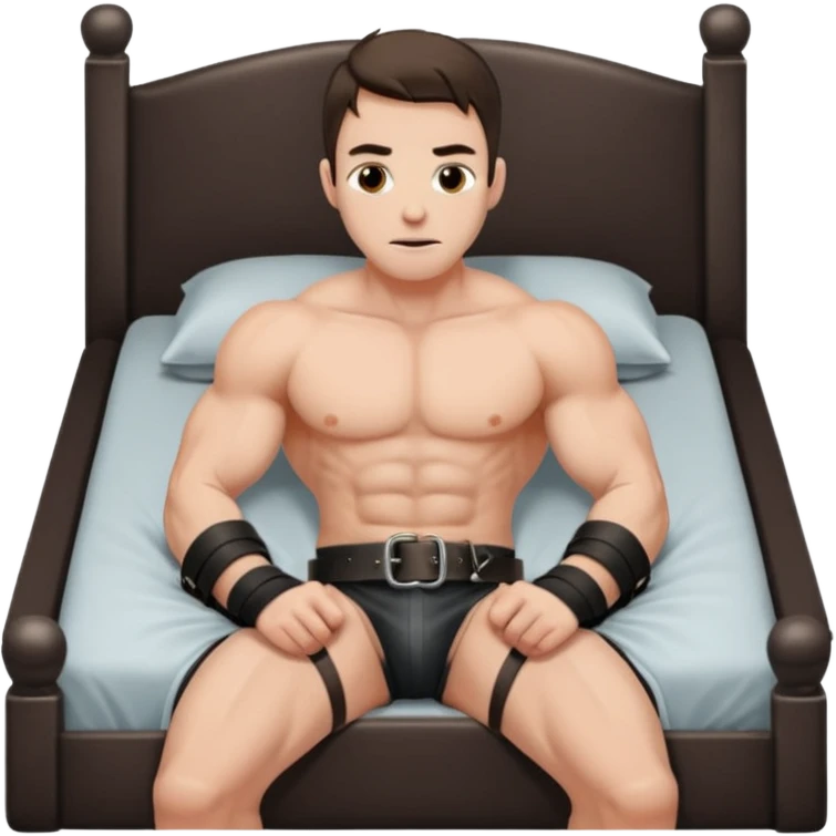 Man strapped to bed bdsm emoji