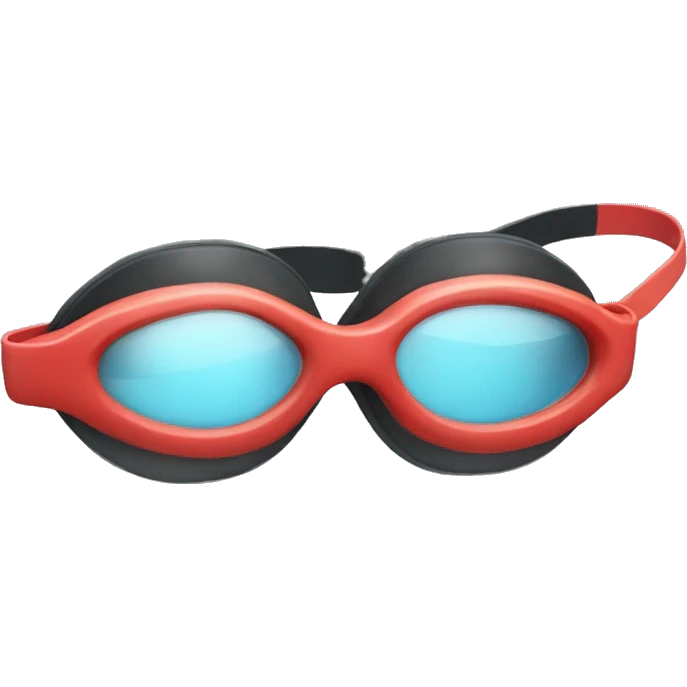 swimming goggles with red frame，cat-eye or spindle-like form emoji