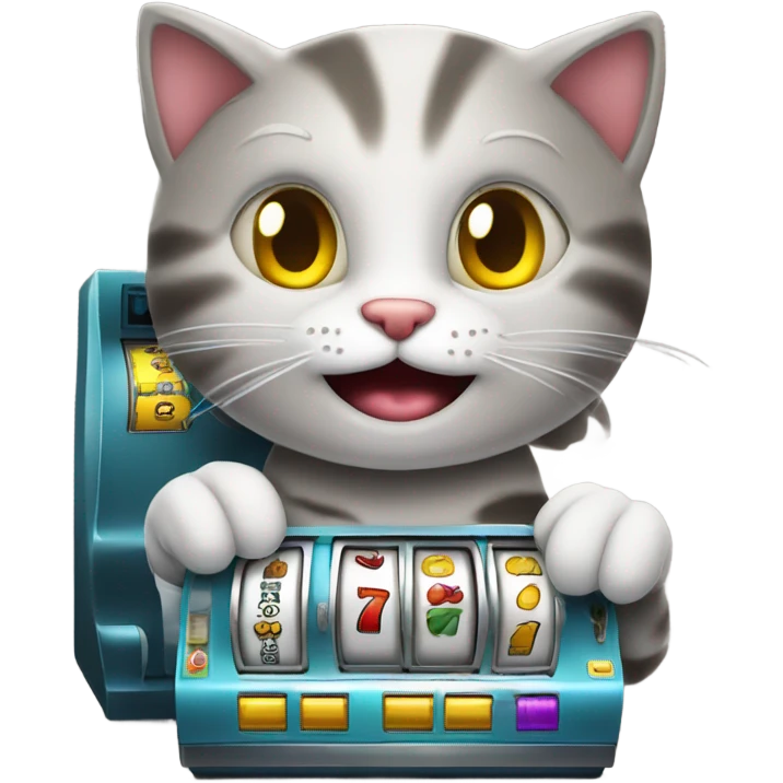 Cat playing on slot machine. Jackpot winner emoji
