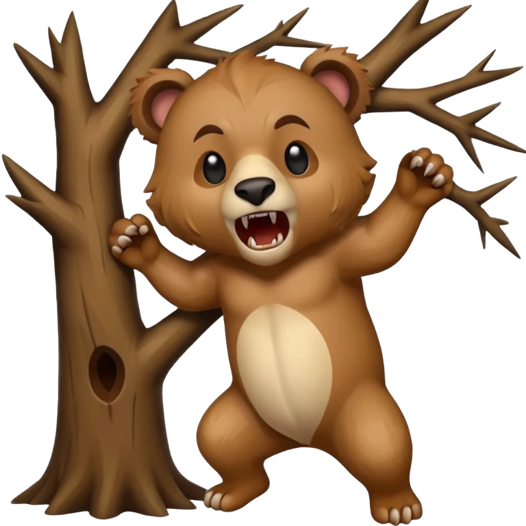 dropbear emoji, aggressive face, bared sharp teeth, attacking, falling from a tree emoji