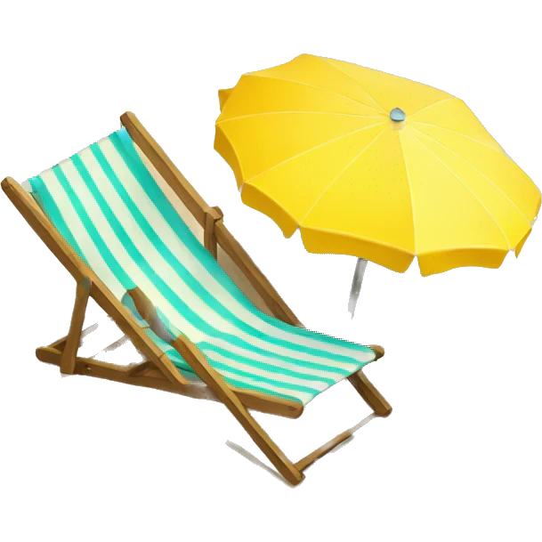  deckchair and yellow parasol at the beach emoji