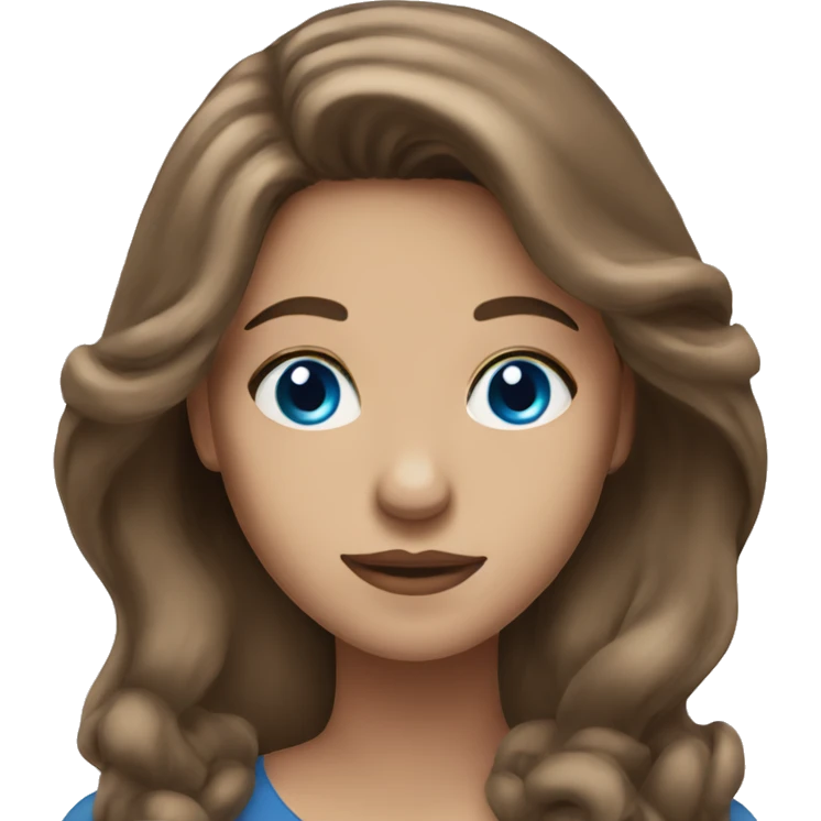 Woman with long brown hair and blue eyes  emoji