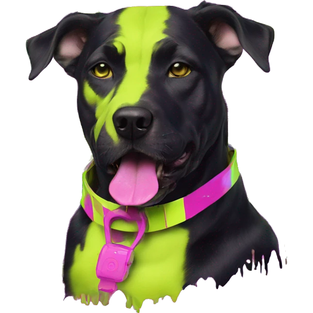 .Zombie_ Vaporwave black holographic oilslick zombie dog yellow caution tape graffiti neon yellow stripes emoji