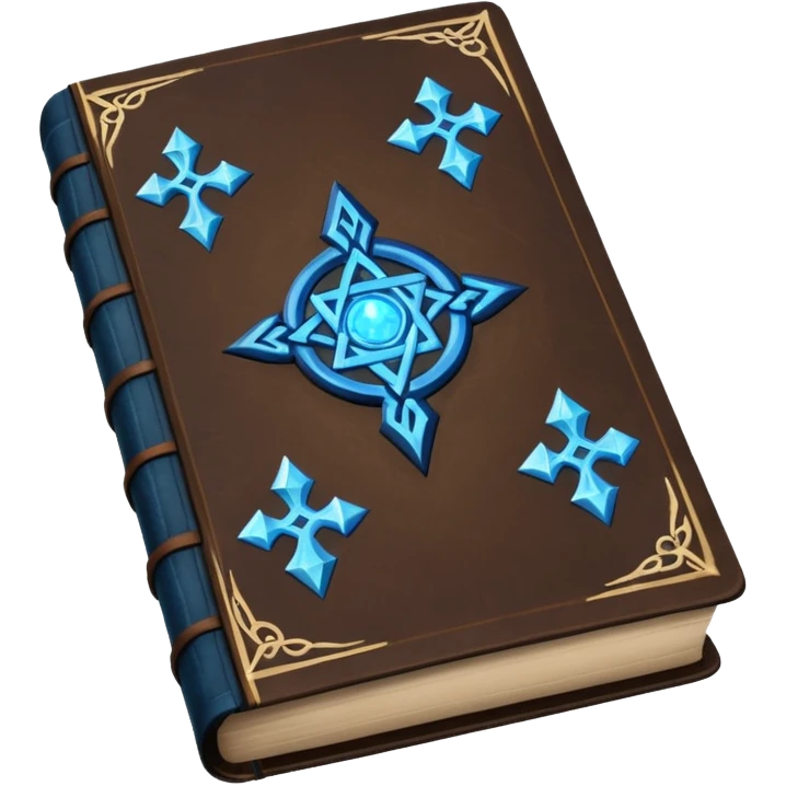 Spell Book – Old leather book with glowing runes and bookmarks emoji