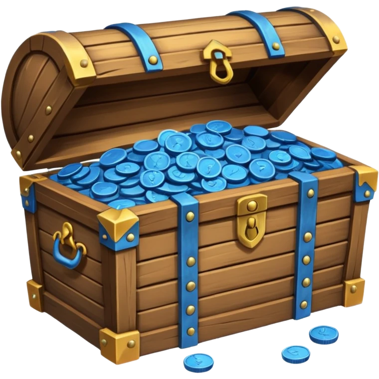 treasure chest of blue coins emoji