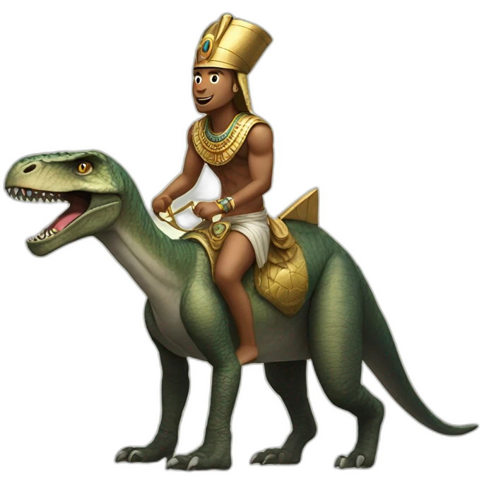 pharaoh riding a dinosaur  emoji