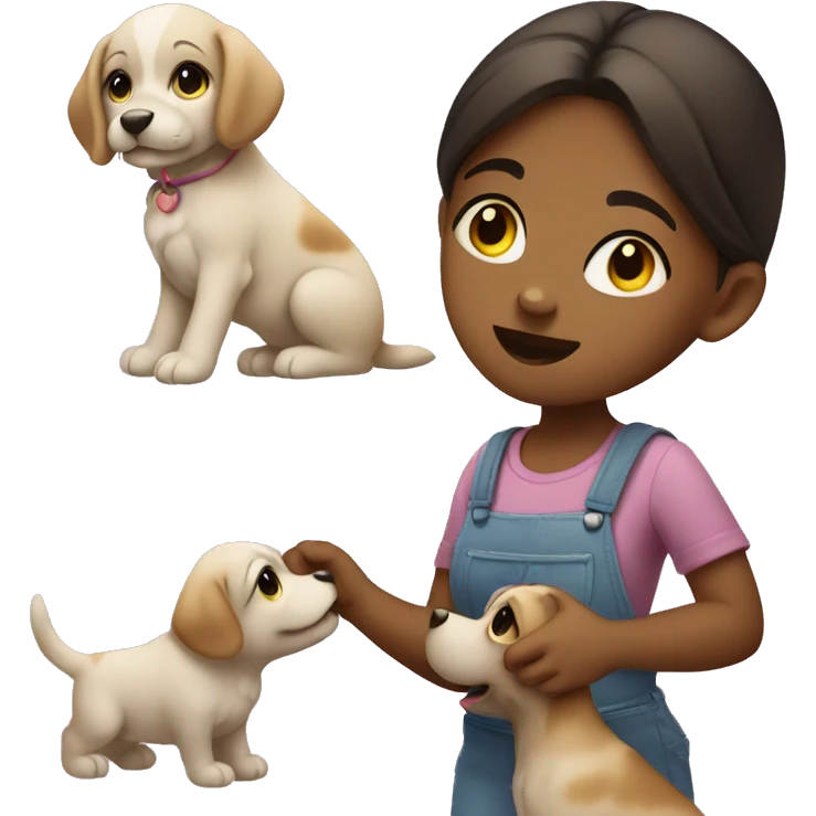 Cute girl haggling a puppy  emoji