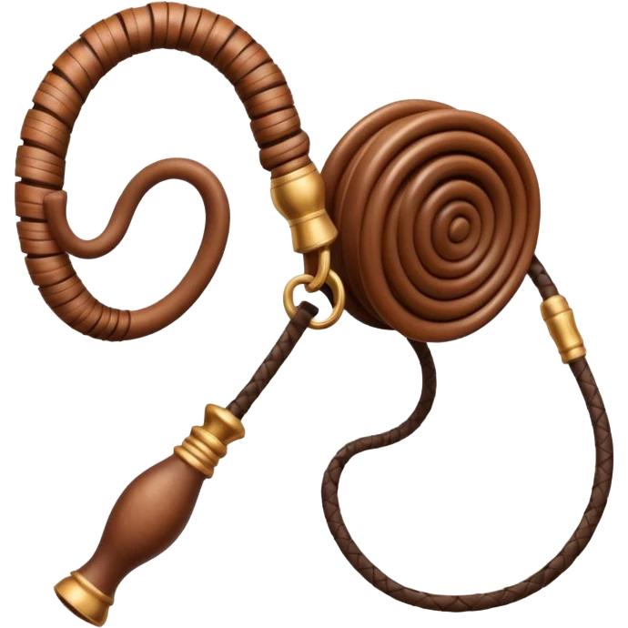 cowboy whip object icon, coiled leather whip, wooden handle, western style, 3D cartoon, mobile game icon style, centered, clean background, soft shadow, no text, no watermark
 emoji
