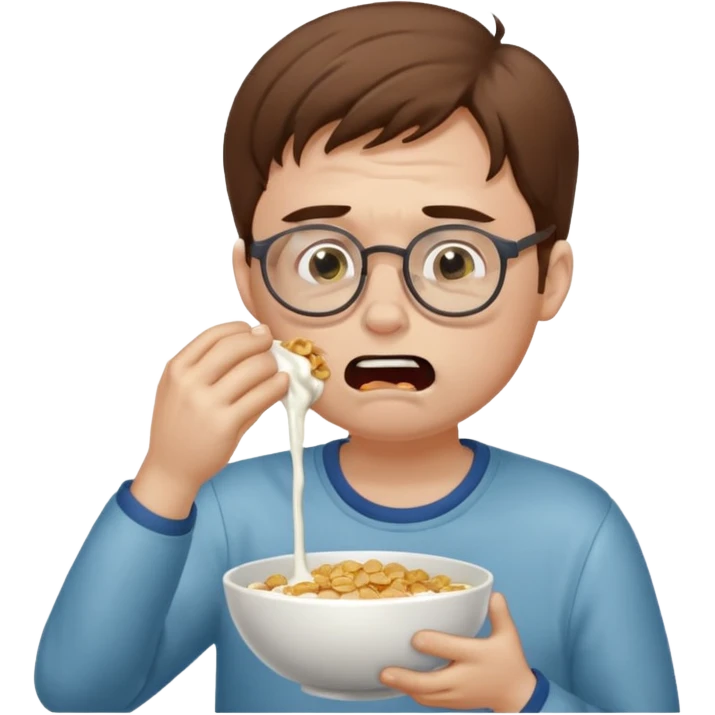 Vomit cereal milk vomit sexy vomit crying man vomit brown hair glasses  emoji