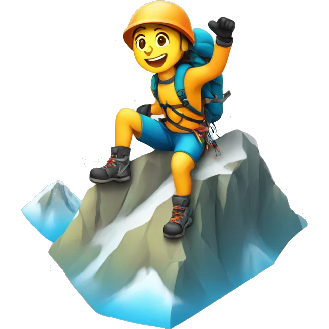 happy climber on top of summit emoji