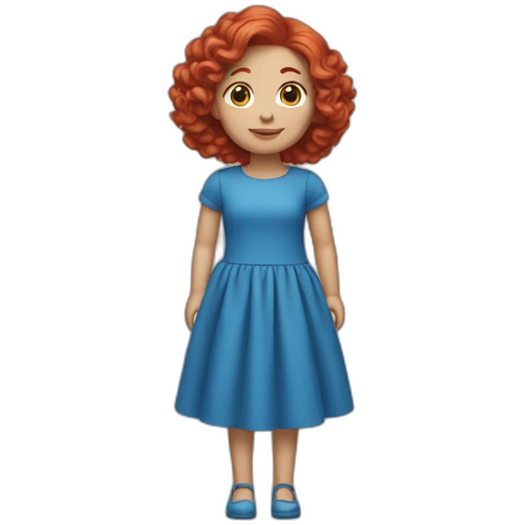doll with red hair and blue dress emoji