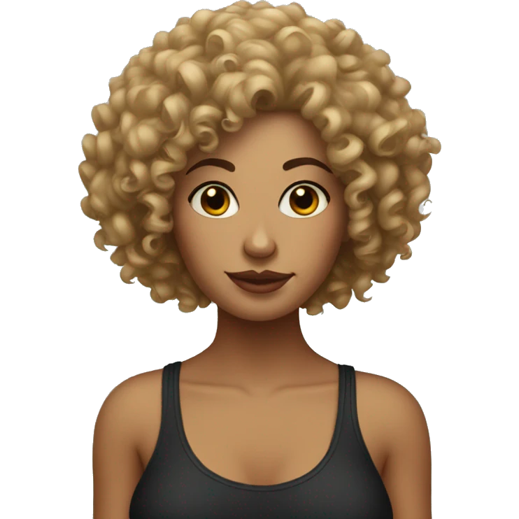 Curly haired woman with tattoos emoji
