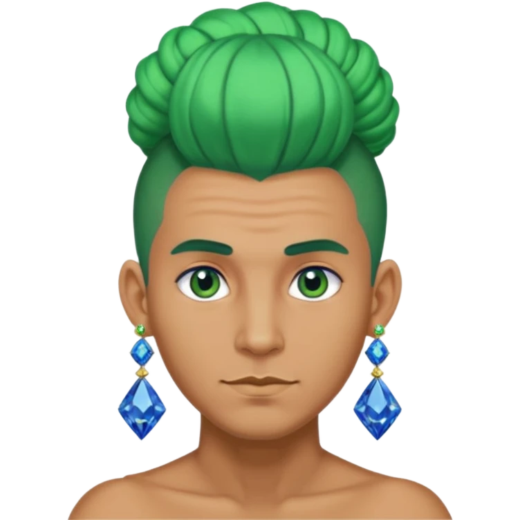 gem lover man with gem accessories excessive amount very big gem earrings green bun hair and blue diamonds  emoji