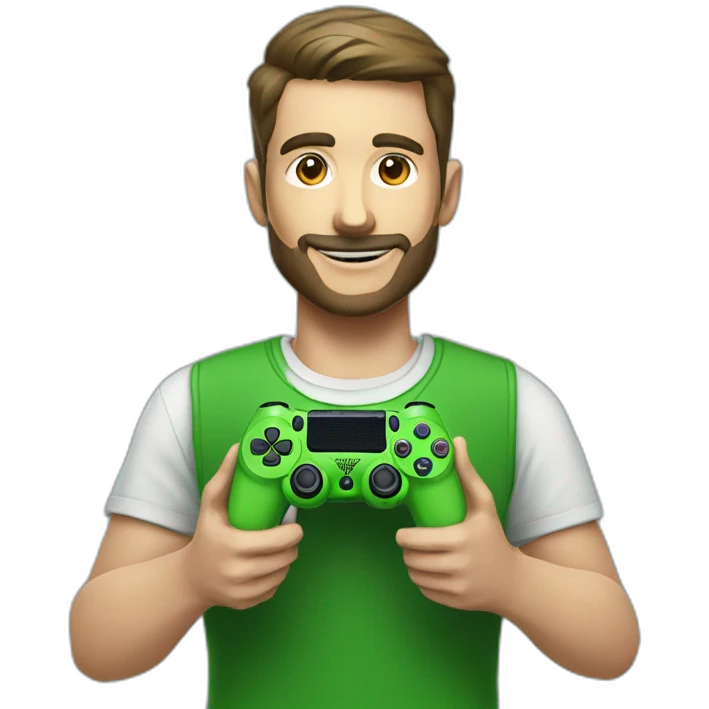 Homme avec manette ps4 verte emoji