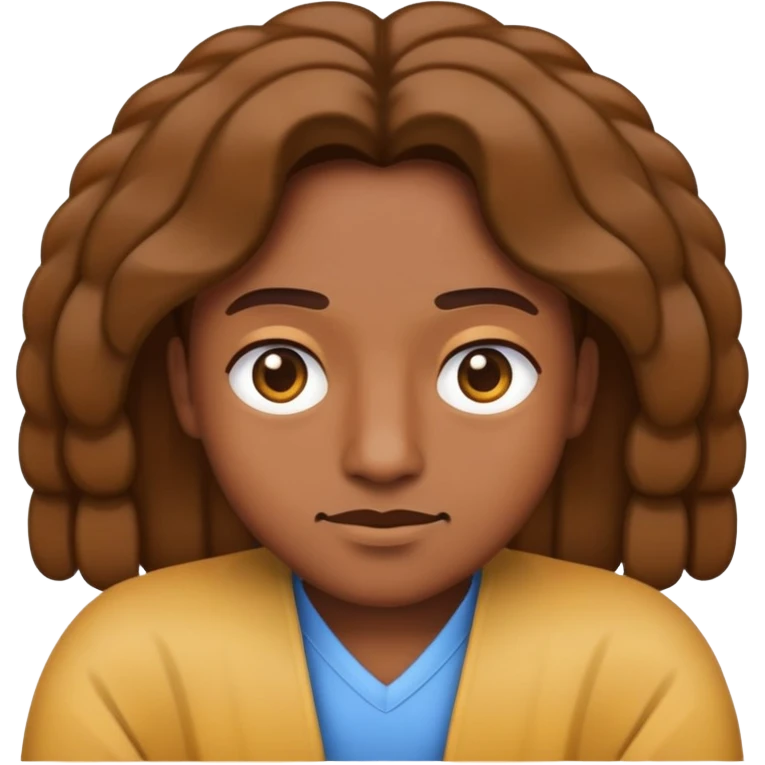 Brown skin Shrug emoji with locks emoji
