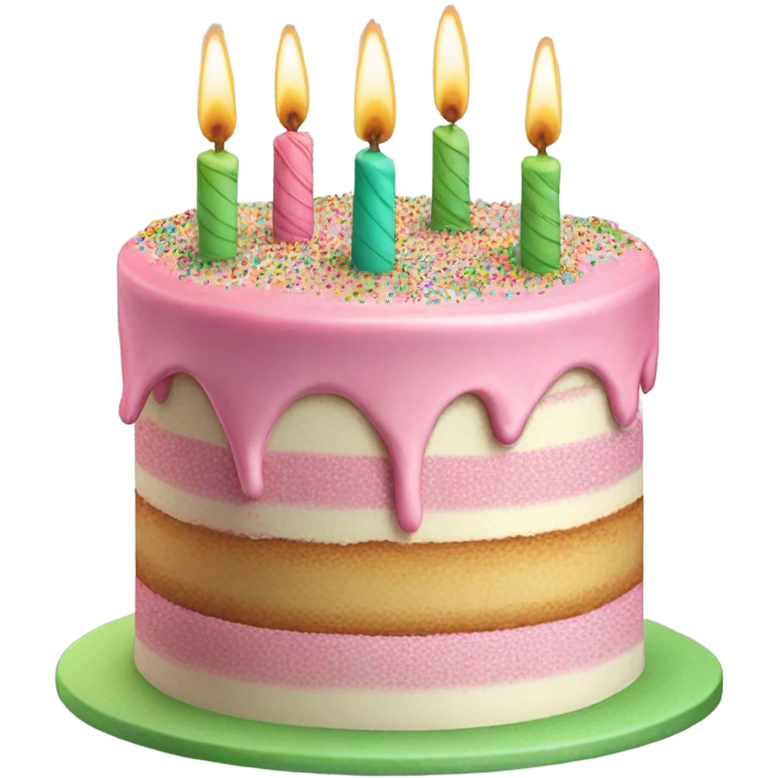 birthday cake pink and green emoji