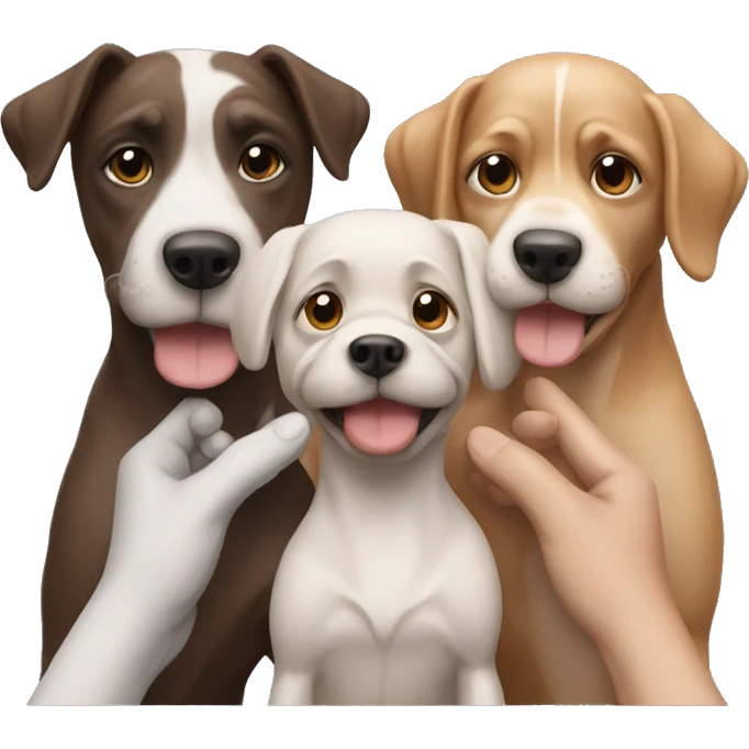 3 dogs with human hands emoji