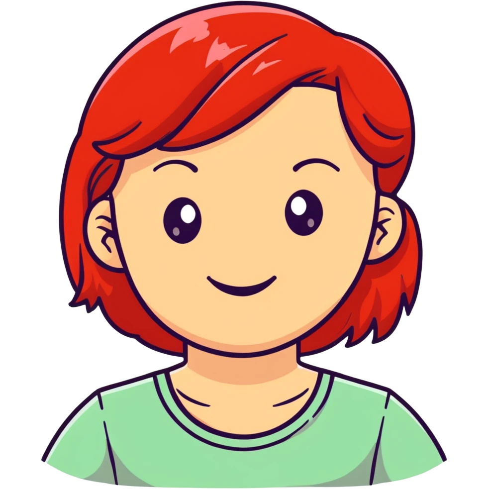 redhead girl smiling happily emoji