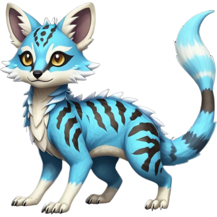 Rare realistic exotic cute epic pretty beautiful handsome gorgeous aesthetic colorful vibrant Vernid-Protogen-Primagen-Wickerbeast-Genet-Sergal-Trico-species-Fakemon-hybrid-creature by LiLaiRa, beautiful intricate markings, full body emoji