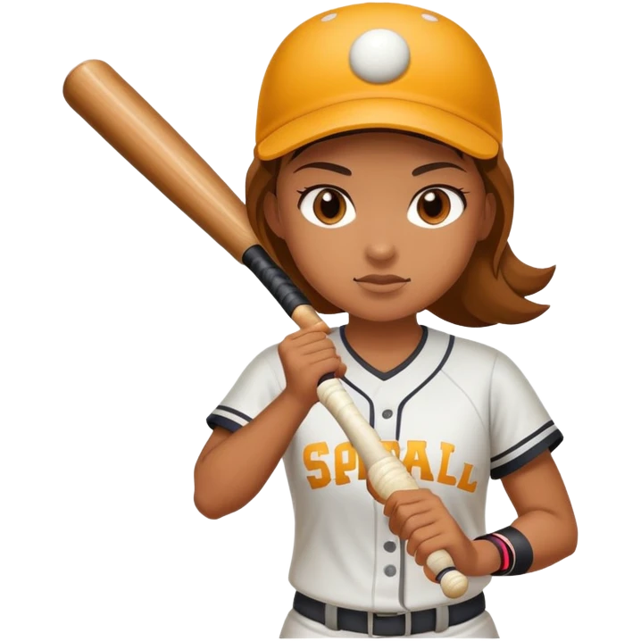 Girl up at bat playing softball emoji