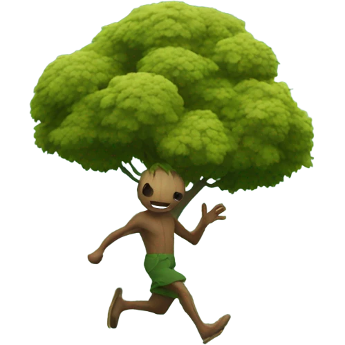 Tree man skipping across a lake emoji