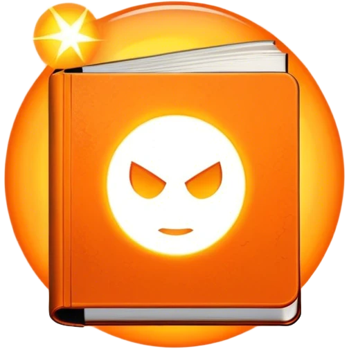 A bright orange book with a black, bold X with a slightly rough, edgy texture, exuding idgaf energy and pure, unapologetic confidence..orange halo aura.. unstoppable emoji
