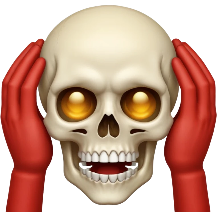 Skull face open mouth speechless with hands on head emoji
