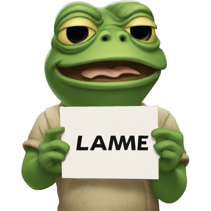 pepe holding a sign that says blame king emoji
