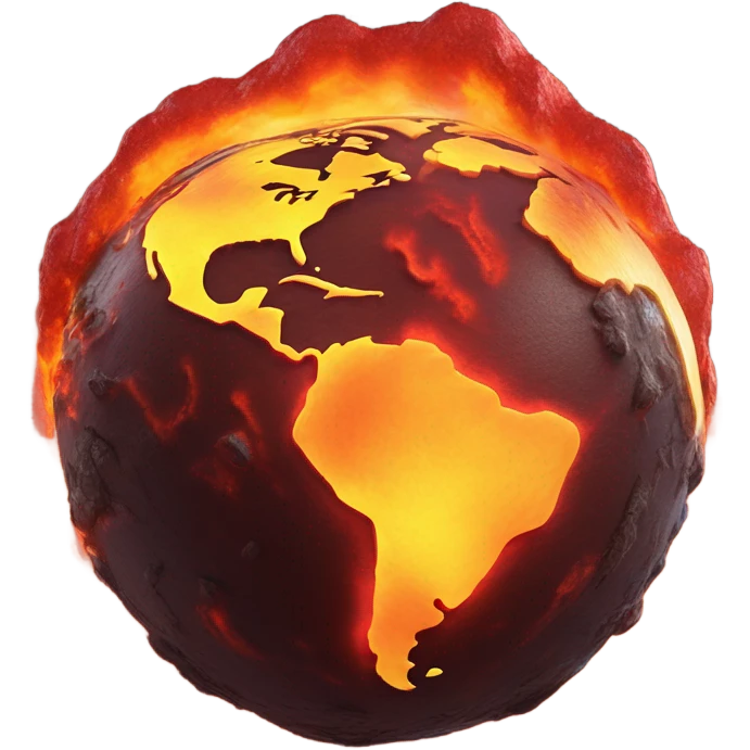 planet earth ball but apocaliptic filled with lava emoji
